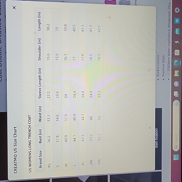 Creatmo US black trench cost double breasted overcoat belted detach hood…S NEW - Picture 14 of 14